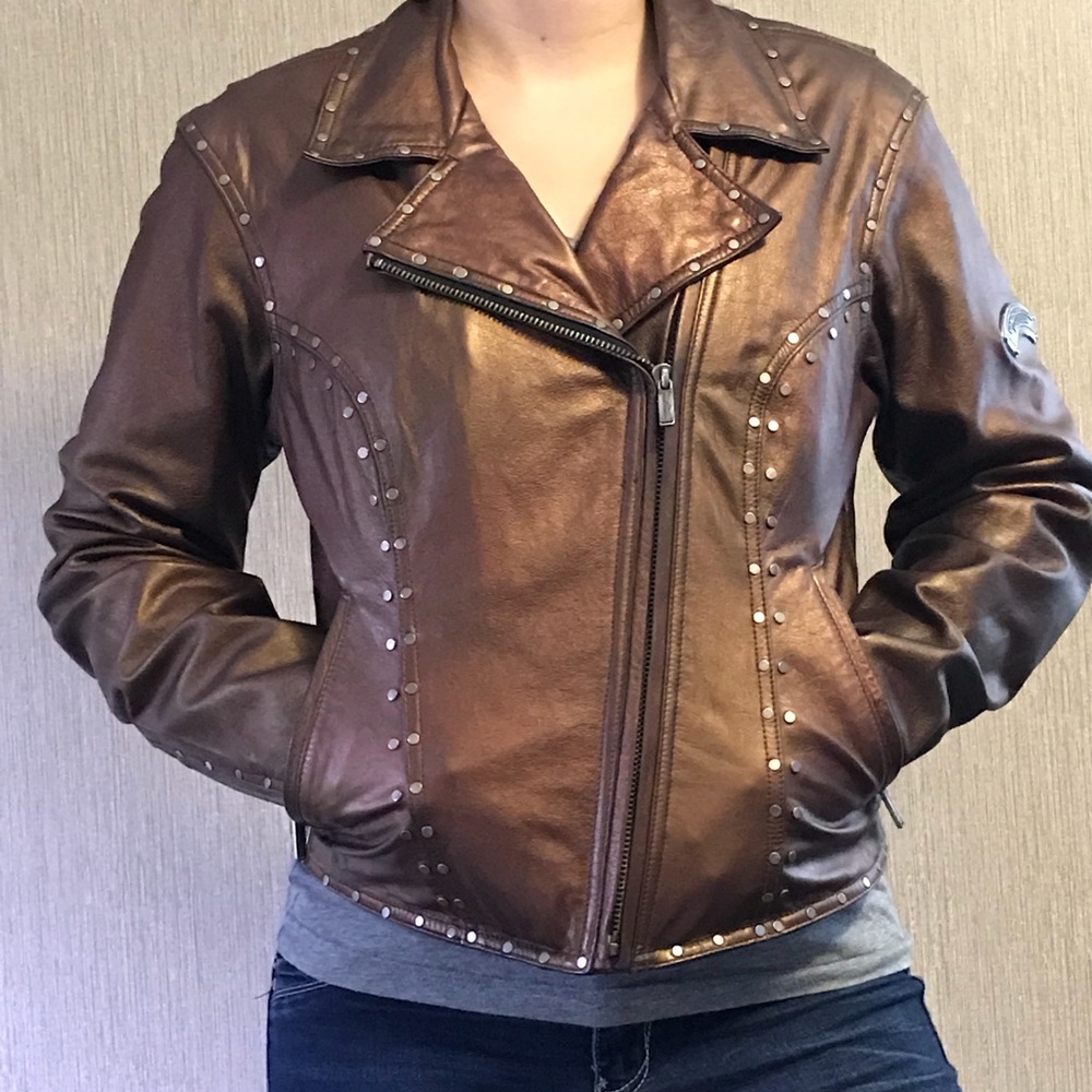 Harley Davidson bronze women’s leather jacket